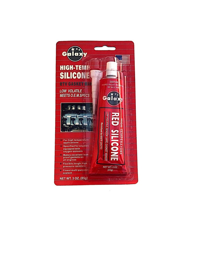 Galaxy - Galaxy High Temperature 650F (343C) Silicone RTV Gasket Maker 85g Red - Image 1