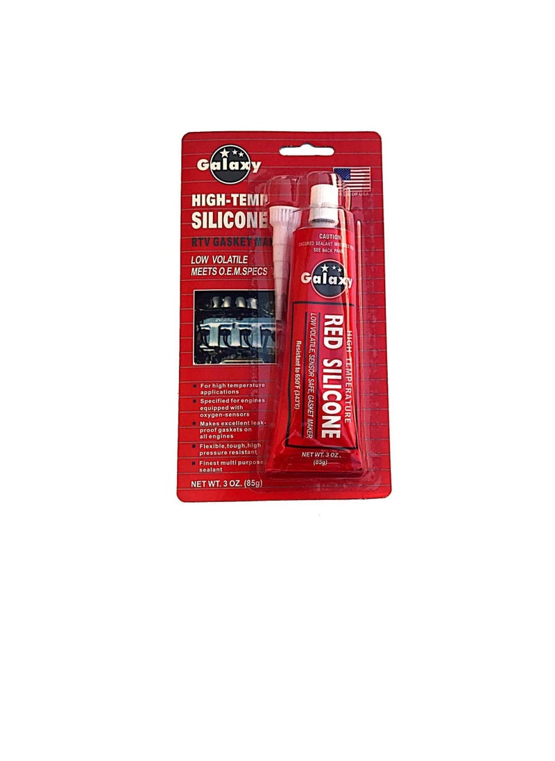 Galaxy - Galaxy High Temperature 650F (343C) Silicone RTV Gasket Maker 85g Red - Image 1