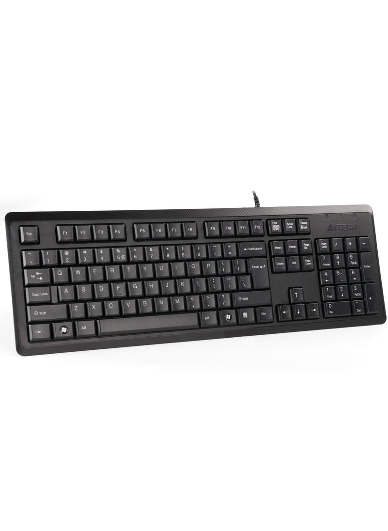 A4TECH A4TECH WIRED KEYBOARD KR-92, WITH NATURAL_A LAYOUT STRUCTURE AND DRAIN HOLES DESIGN, BLACK  - Image 2