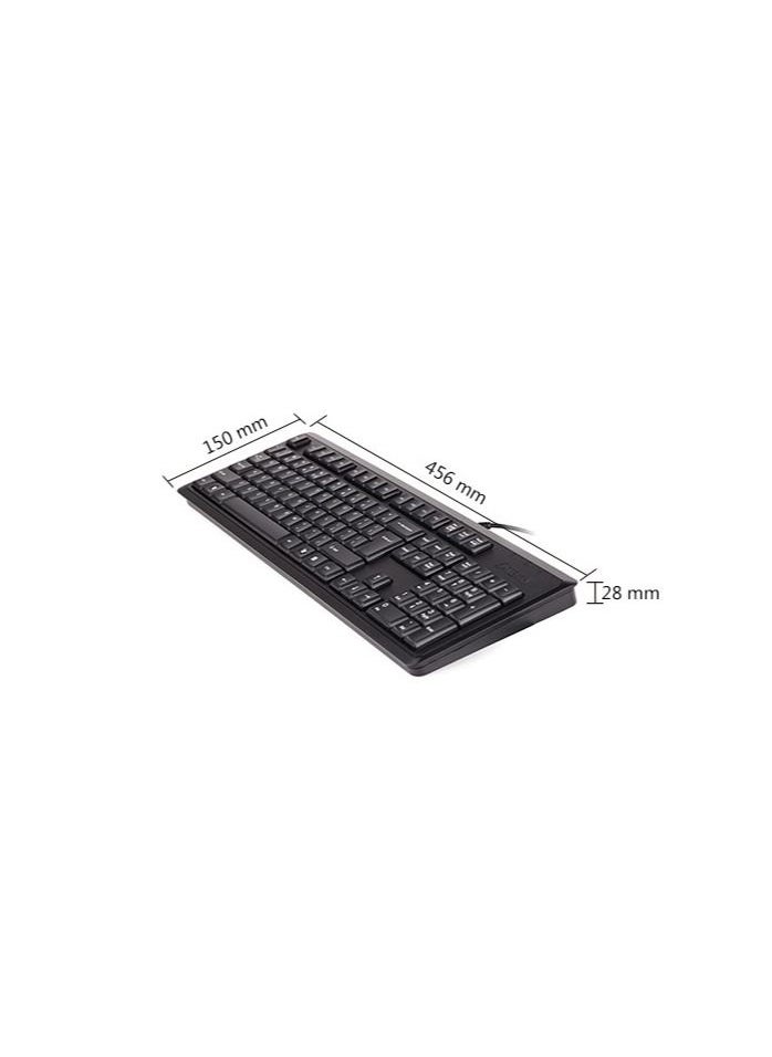 A4TECH لوحة مفاتيح سلكية KR-92 ، بتصميم هيكل طبيعي وتخطيط ثقوب ، أسود