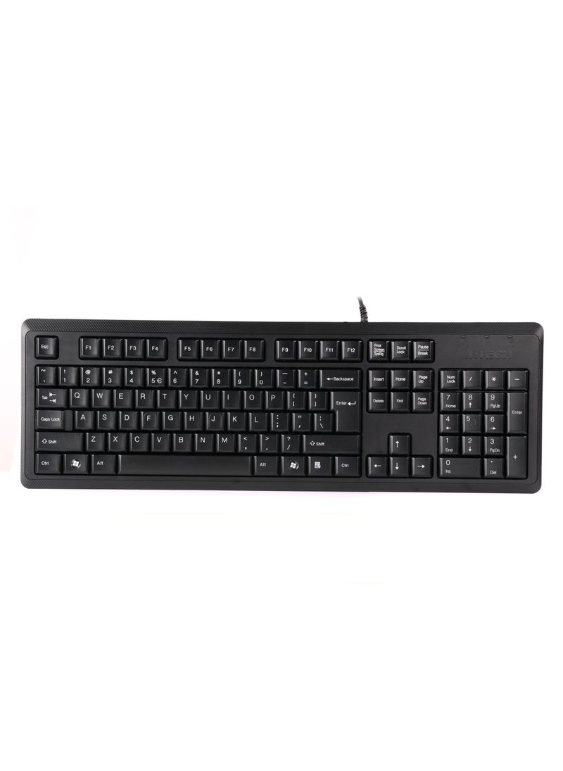 A4TECH A4TECH WIRED KEYBOARD KR-92, WITH NATURAL_A LAYOUT STRUCTURE AND DRAIN HOLES DESIGN, BLACK  - Image 3