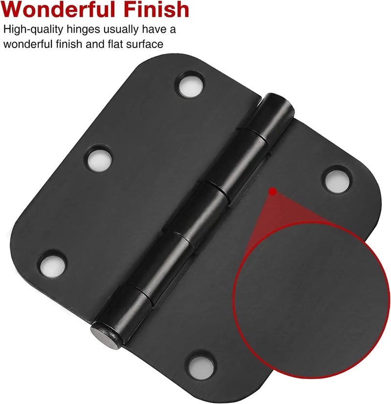JIW 18 Pack Matte Black Door Hinges Black 3 1/2 Interior Door Hinges 3.5 Inch With 5/8  Radius Corners 3 ""X 3 "" Mat Black Hardware Controls Jiw Garage Factory - Image 2