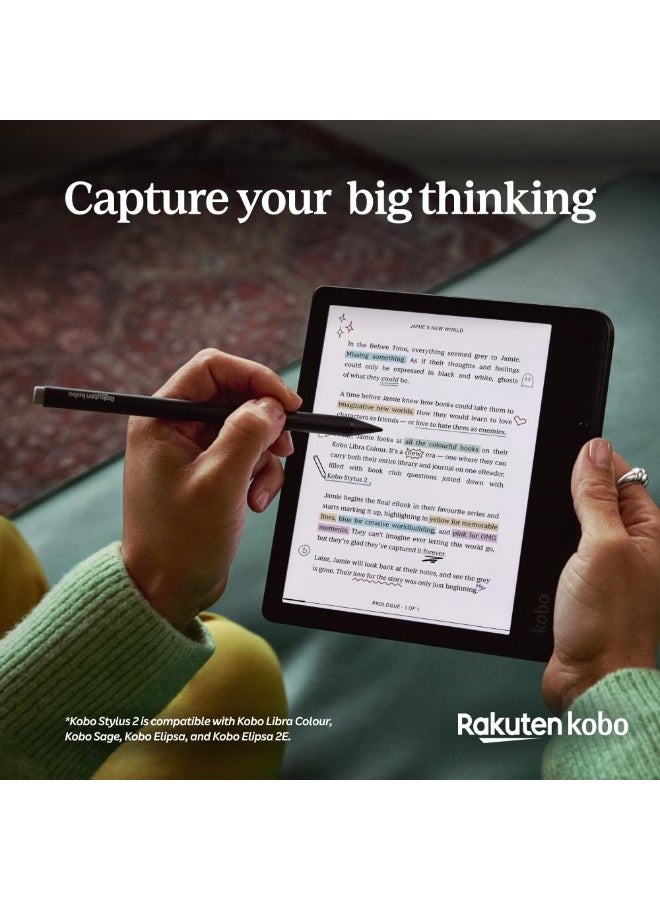 كوبو قلم Kobo Stylus 2 | للتمييز وكتابة الملاحظات وإضافة التحديدات | قابل لإعادة الشحن عبر USB-C | متوافق مع قارئ الكتب الإلكترونية Libra Colour مقاس 7 بوصات | أسود - Image 4
