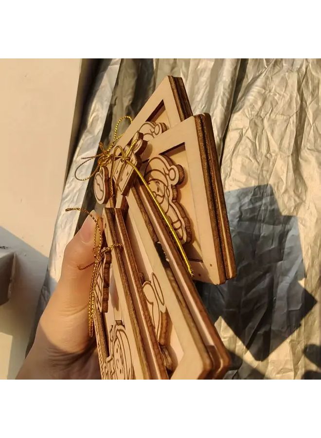 ظرف هدايا على شكل حامل قسيمة خشبي من الطراز D مع تصميم ملاك وسانتا ونجمة - Image 4