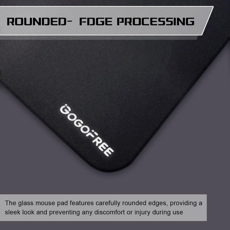 gogofree Glass Mousepad for Gaming, Ultra Smooth Mouse Mat with Hard Surface, Tempered Glass Mouse Pad Precision Speed Control for Games and Office (Black, 19.7" L x 15.7" W) - Image 4