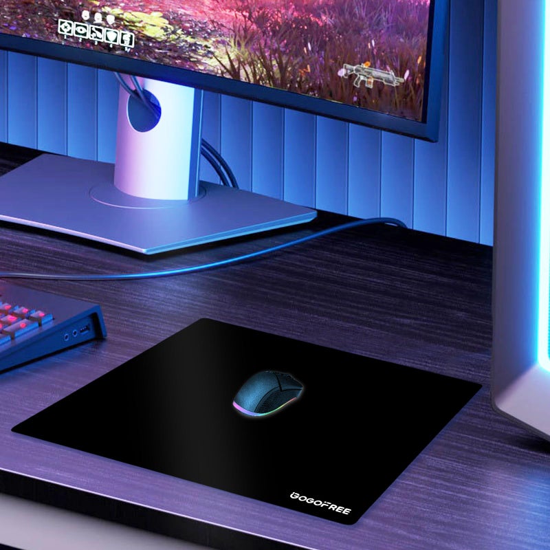 gogofree Glass Mousepad for Gaming, Ultra Smooth Mouse Mat with Hard Surface, Tempered Glass Mouse Pad Precision Speed Control for Games and Office (Black, 19.7" L x 15.7" W) - Image 3
