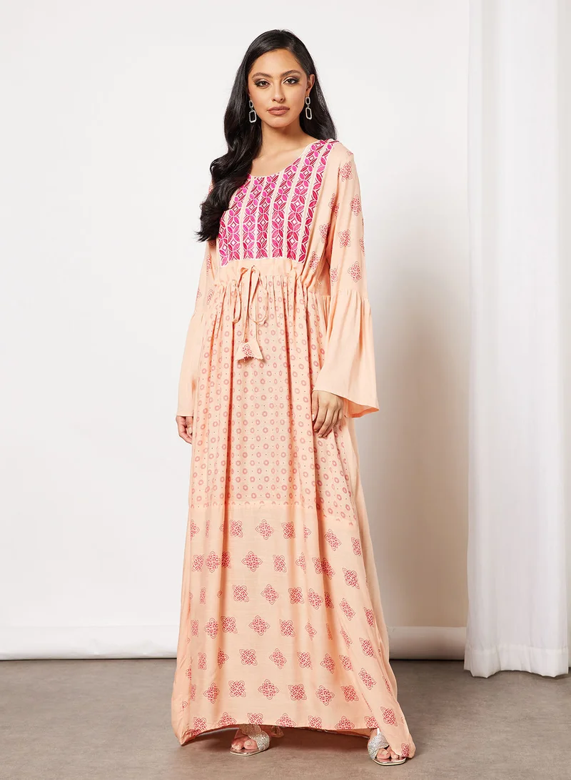 HANA & SARA Drawstring Waist Jalabiya Dress