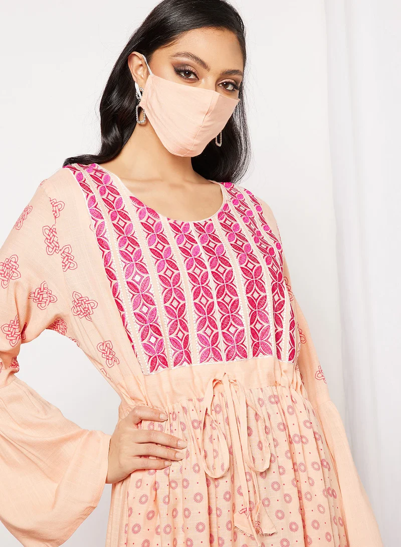 HANA & SARA Drawstring Waist Jalabiya Dress