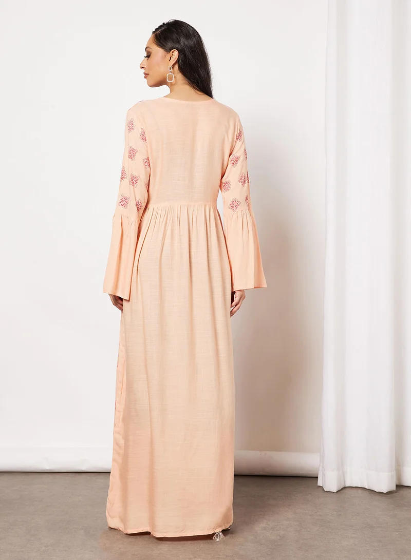 HANA & SARA Drawstring Waist Jalabiya Dress
