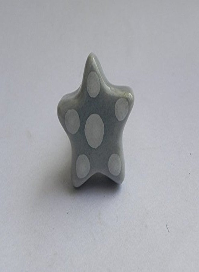 Indian-Shelf Pack of 2 Grey Door Knob Ceramic Dotted Star Luxurious Kitchen Cabinet Hardware Knobs - Image 1