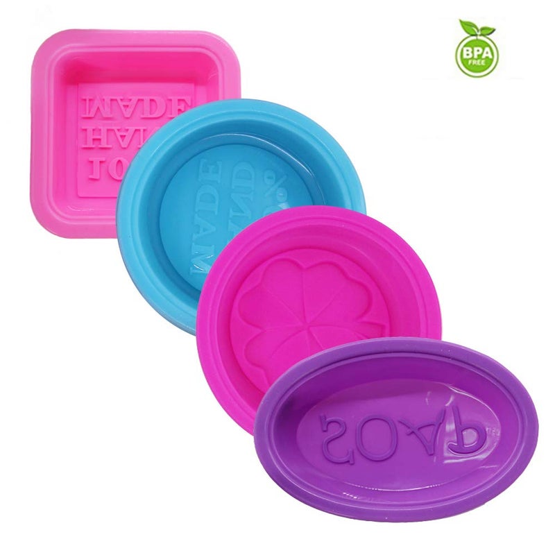 FineGood 20 Pcs Silicone Soap Making Molds, Square Round Oval Shaped, FineGood Soft Cupcake Muffin Baking Pan for DIY Homemade Craft, Food Grade - Pink, Blue, Rose Red, Purple - Image 3