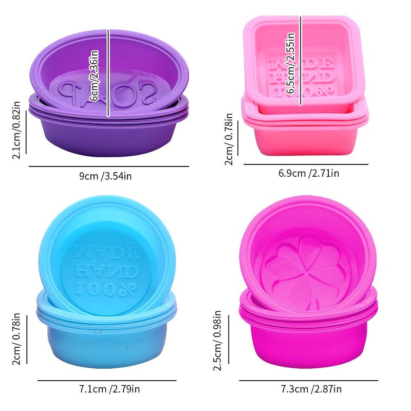 FineGood 20 Pcs Silicone Soap Making Molds, Square Round Oval Shaped, FineGood Soft Cupcake Muffin Baking Pan for DIY Homemade Craft, Food Grade - Pink, Blue, Rose Red, Purple - Image 4