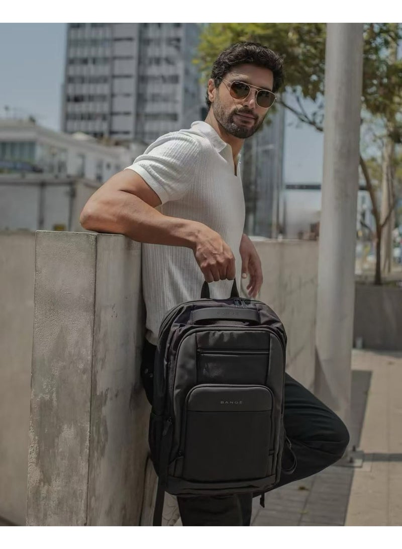 بانجي Laptop Backpack Large Capacity School Bag USB Charging Port Water Resistant 15.6 inch - Black - Image 4