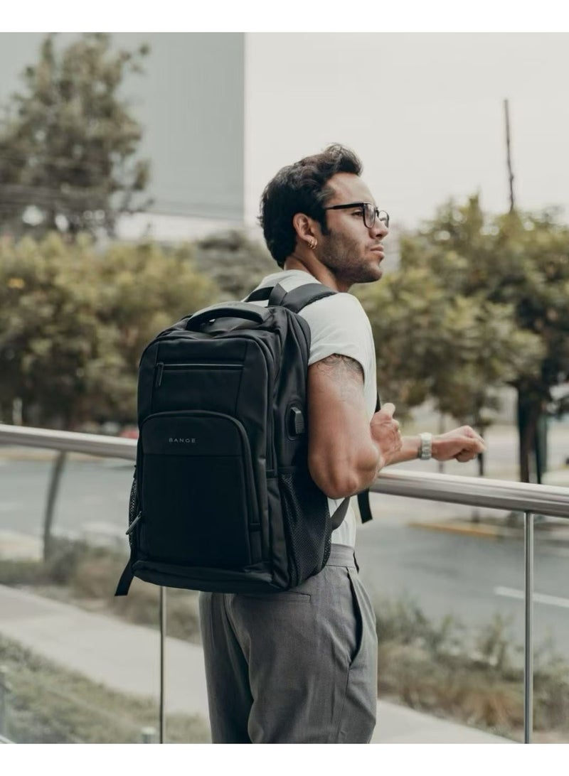 بانجي Laptop Backpack Large Capacity School Bag USB Charging Port Water Resistant 15.6 inch - Black - Image 5