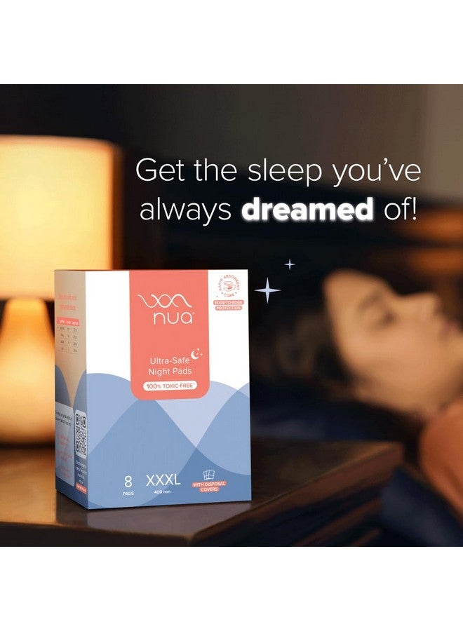 Nua Nua Ultra-Safe Night Pads 400 mm XXXL | 60% Larger Absorbent Core | 60% Wider Back with Hydrophobic Leak Guards | Breathable and Super Soft Top Sheet | Safe on Skin | Convenient and Hygienic Disposal - Image 2