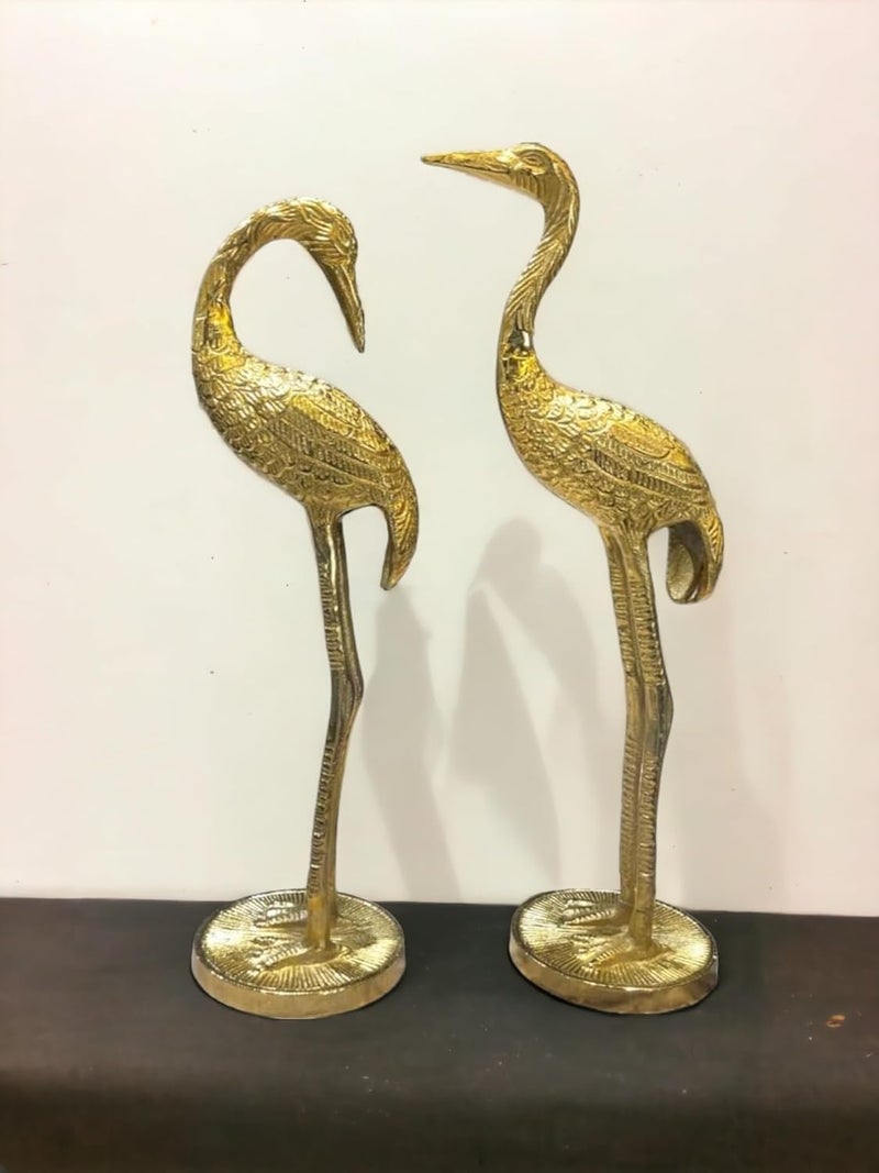 The Artage Metal Swan Pair Saras Flamingo Crane Love Birds Showpiece Brass Finish Statue Decorative Decoration for Shelf Console Cabinet Showcase Drawing Bedroom Living Room Gold - Image 5