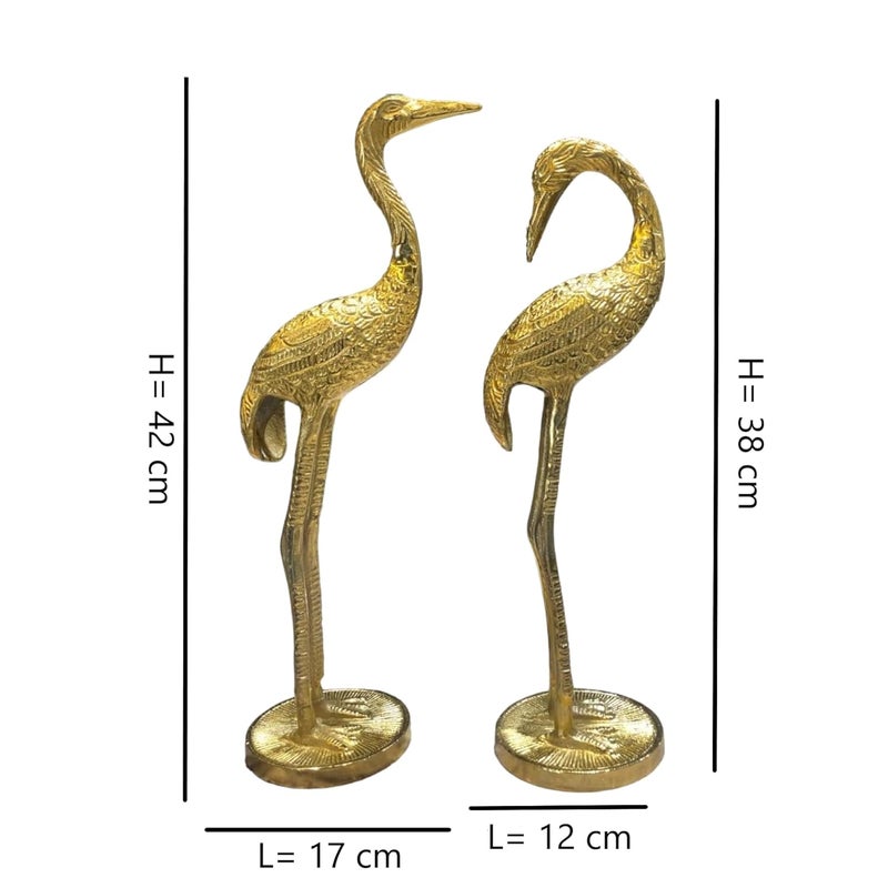 The Artage Metal Swan Pair Saras Flamingo Crane Love Birds Showpiece Brass Finish Statue Decorative Decoration for Shelf Console Cabinet Showcase Drawing Bedroom Living Room Gold - Image 4