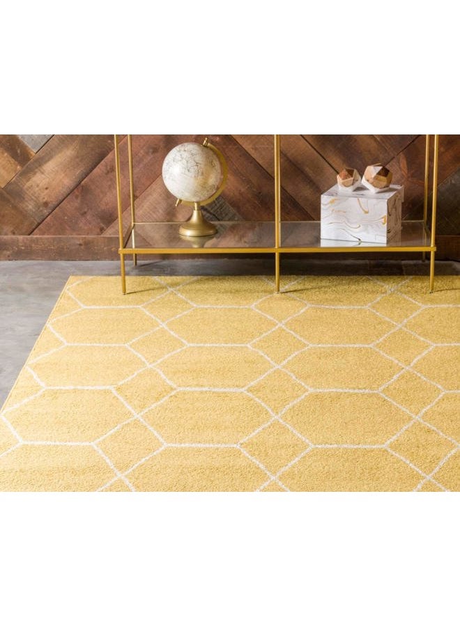 Unique Loom Trellis Frieze Collection Area Rug - Geometric (5' 1" x 8', Yellow/Ivory) - Image 2