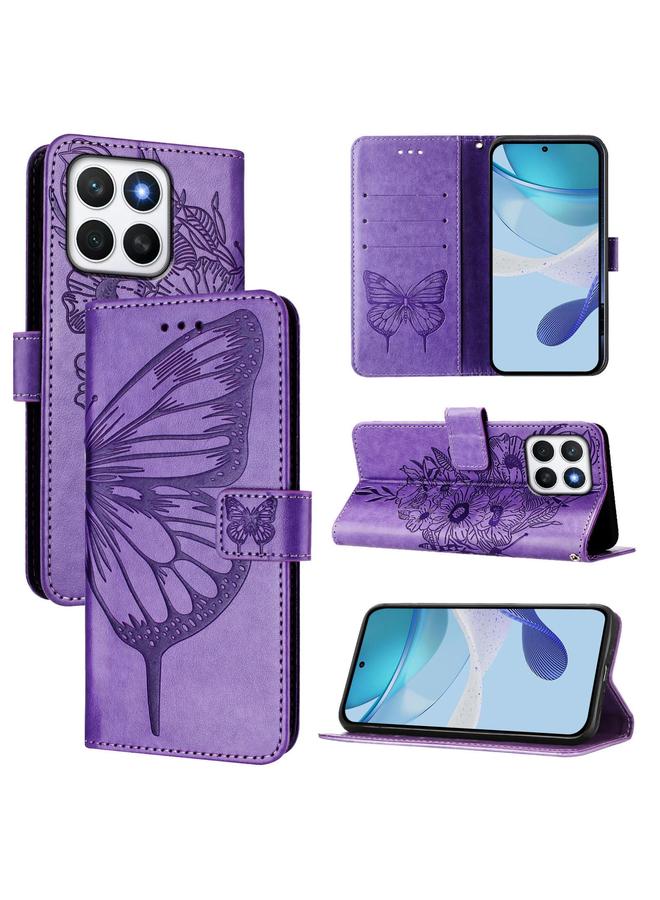 اس-توب جراب هاتف Honor X8C 4G Global من الجلد المنقوش على شكل فراشة - Image 1