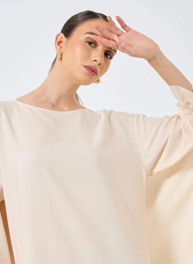 Take Two Solid Batwing Sleeve Maxi Kaftan