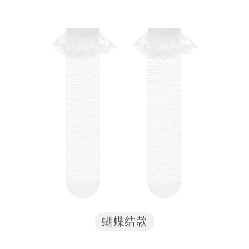 Summer Thin Children'S Mesh Socks Girls' Western-Style Lace Mid-Length Socks Baby White Combed Cotton Stockings - Image 1