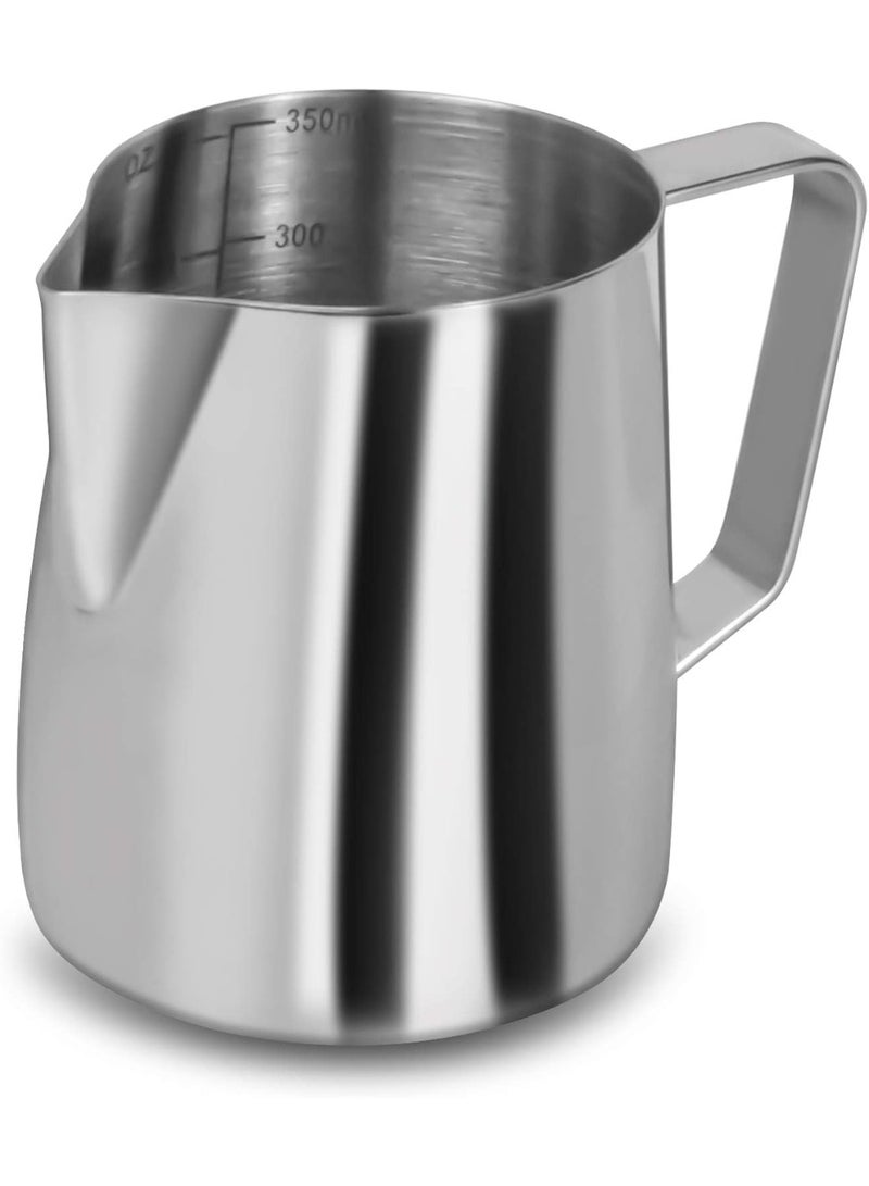 MOMENT MOMENT Milk Frothing Pitcher, 350ml (12 Oz) Stainless Steel Milk Frother Steamer cup Espresso Cup, Milk Frothing Pitcher, Measurement Coffee Cup, Espresso Coffee Mug, Perfect Pitcher for Barista  - Image 2
