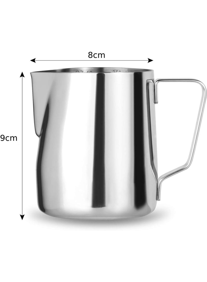 MOMENT MOMENT Milk Frothing Pitcher, 350ml (12 Oz) Stainless Steel Milk Frother Steamer cup Espresso Cup, Milk Frothing Pitcher, Measurement Coffee Cup, Espresso Coffee Mug, Perfect Pitcher for Barista  - Image 1