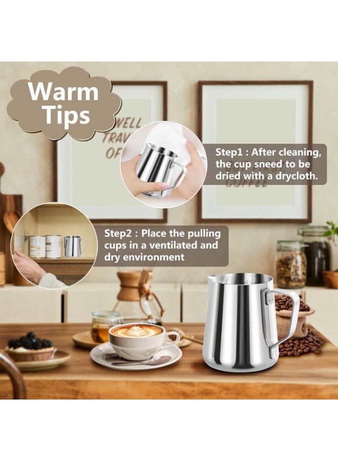 MOMENT MOMENT Milk Frothing Pitcher, 350ml (12 Oz) Stainless Steel Milk Frother Steamer cup Espresso Cup, Milk Frothing Pitcher, Measurement Coffee Cup, Espresso Coffee Mug, Perfect Pitcher for Barista  - Image 5