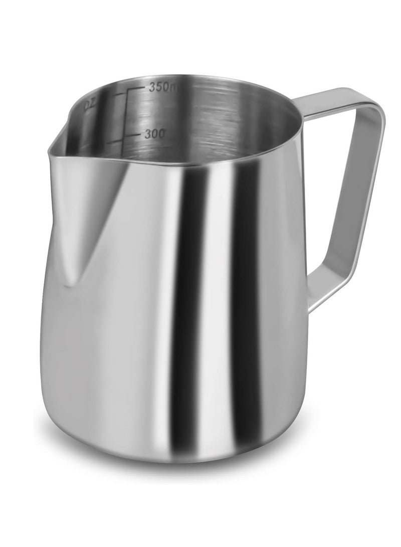 MOMENT وعاء رغوة الحليب MOMENT، 350 مل (12 أونصة) وعاء بخار الحليب من الفولاذ المقاوم للصدأ، كوب إسبريسو، وعاء رغوة الحليب، كوب قياس القهوة، كوب إسبريسو، وعاء مثالي للبارستا - Image 1