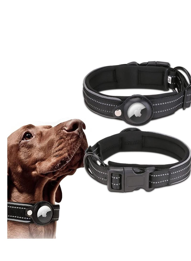 Y&D Reflective AirTag Dog Collar Heavy Duty Air Tag Padded Pet with Holder Case Adjustable for Small Medium Large Breeds - Image 1