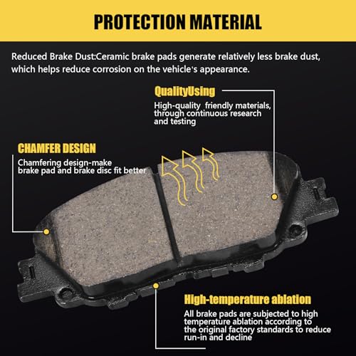 HYFTJYZ Ceramic Front Brake Pads Set Compatible with Toyota 2019-2023 Corolla 2023 Prius 2020-2022 Prius Prime, 2020 2021 2022 with Hardware (HZ2176) - Image 2