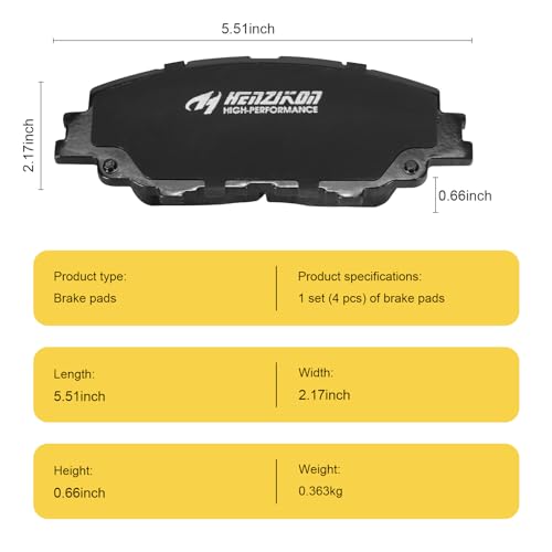 HYFTJYZ Ceramic Front Brake Pads Set Compatible with Toyota 2019-2023 Corolla 2023 Prius 2020-2022 Prius Prime, 2020 2021 2022 with Hardware (HZ2176) - Image 5