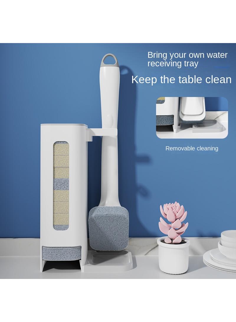 General Multi Functional Disposable Pot Brush Automatic Addition Of Dishwashing Liquid Dishwashing Brush Kitchen Cleaning Brush With 5 Pcs Diamond Yarn Brush Heads And 5 Pcs Cleaning Cloth Brush Heads  - Image 3