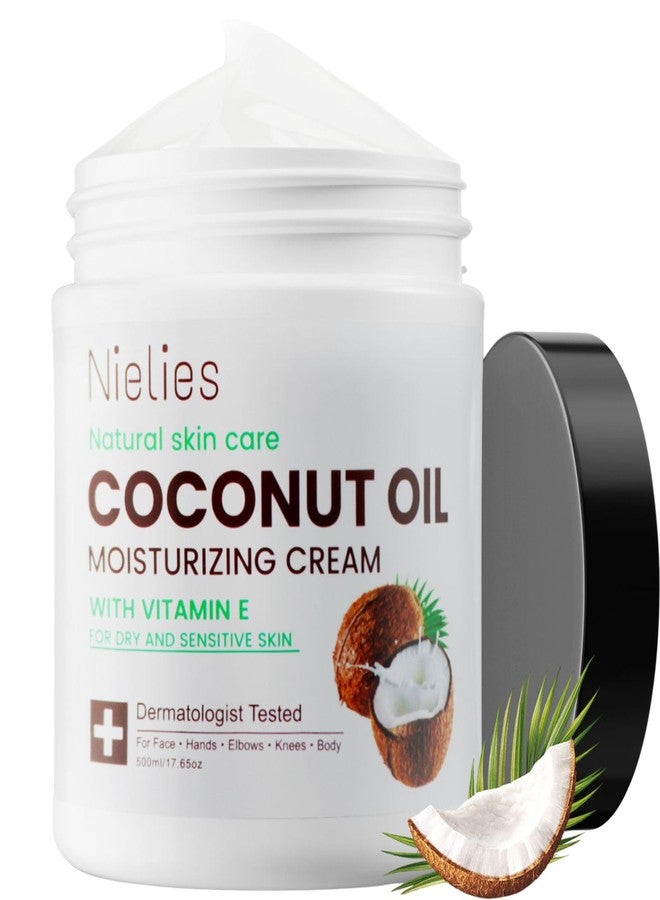 Nielies 500 ML Coconut Oil Moisturizing Cream & Vitamin E., Coconut Oil for Skin, Crema De Coco Para La Piel. Face, Hands, Hair. Intense Hydration For Dry skin - Image 1