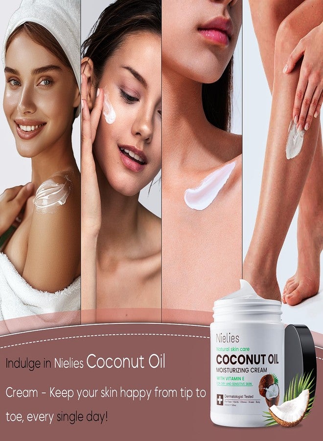 Nielies 500 ML Coconut Oil Moisturizing Cream & Vitamin E., Coconut Oil for Skin, Crema De Coco Para La Piel. Face, Hands, Hair. Intense Hydration For Dry skin - Image 3