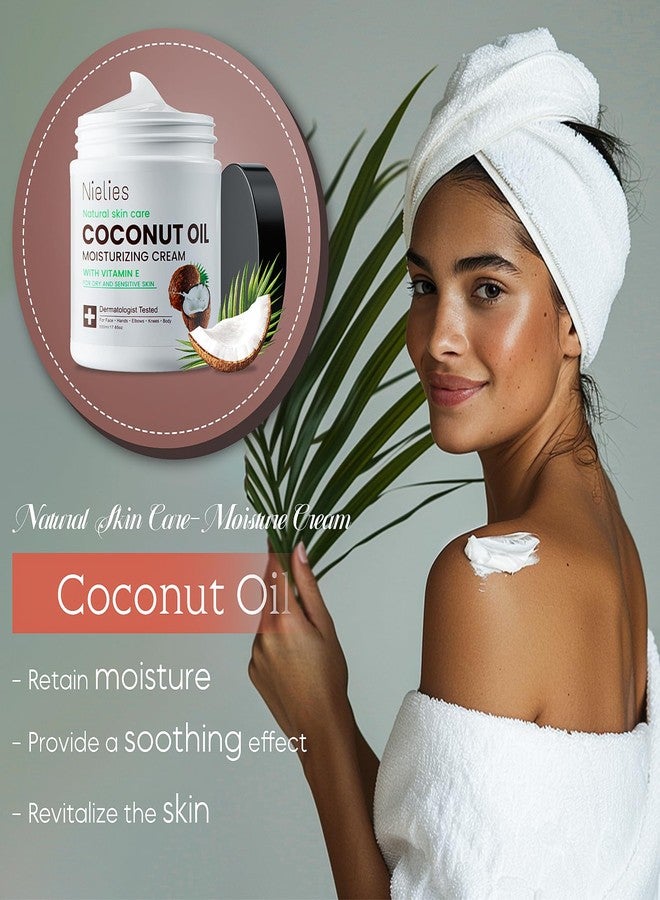 Nielies 500 ML Coconut Oil Moisturizing Cream & Vitamin E., Coconut Oil for Skin, Crema De Coco Para La Piel. Face, Hands, Hair. Intense Hydration For Dry skin - Image 4
