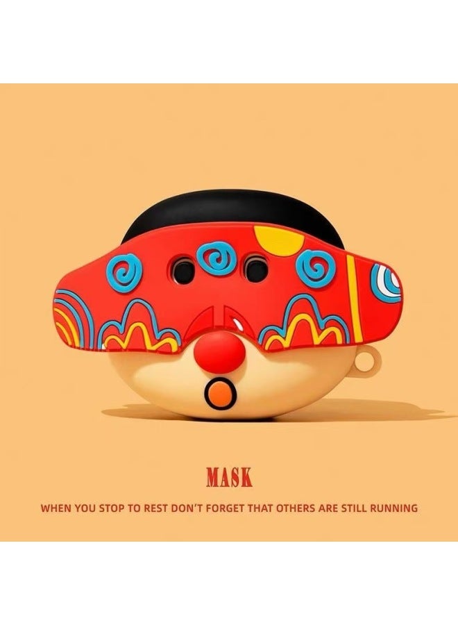 Year Headset For Apple 4 Generation AirpodsPro2 Cartoon Cute Protective Shell Premium-Color:Azu Mask With Hook-Applicable Models:Airpods Pro/Pro2 - Image 1