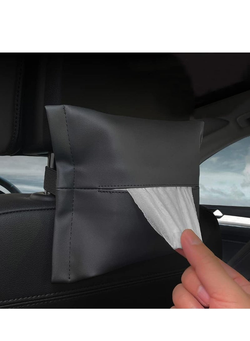 Oasisgalore Car Tissue Holder Napkin Holders Leather Tissue Box for Visor Screen Backseat Dashboard Armrest Box  - Image 1