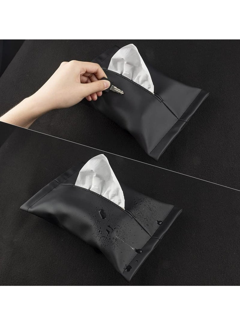 Oasisgalore Car Tissue Holder Napkin Holders Leather Tissue Box for Visor Screen Backseat Dashboard Armrest Box  - Image 5