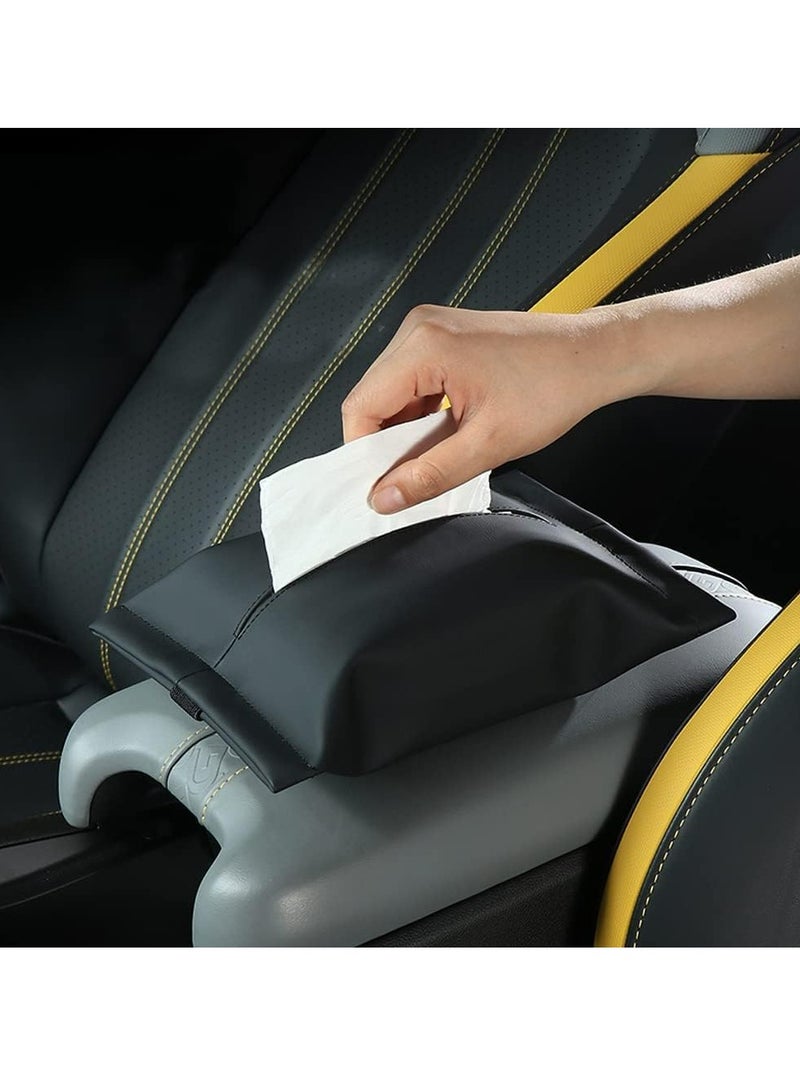 Oasisgalore Car Tissue Holder Napkin Holders Leather Tissue Box for Visor Screen Backseat Dashboard Armrest Box  - Image 4