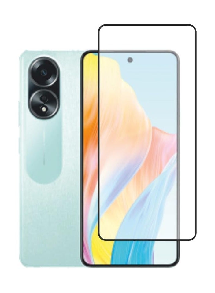 M7molge Full Coverage Glass Screen Protector for Oppo A58 - Black Frame  - Image 1
