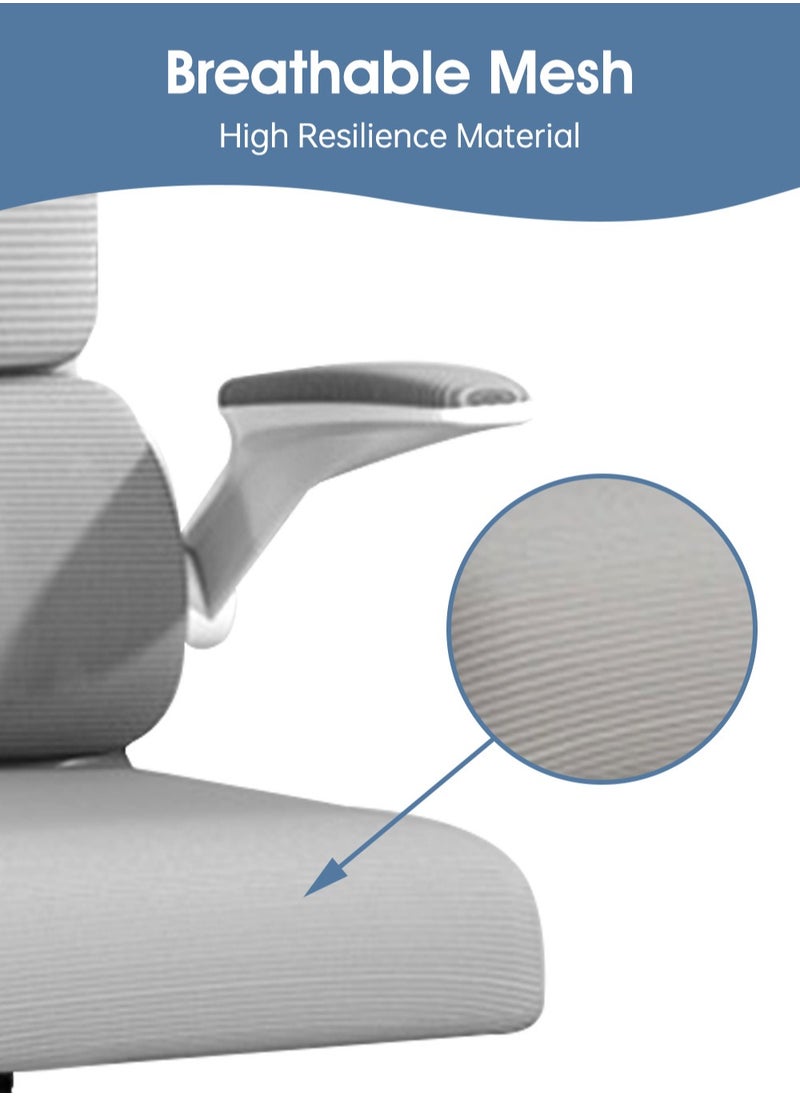 Lafulaifu Home Office Chair High Back Chair With Flip Up Armrest Ergonomic Mesh Computer Chair with Thickened Seat Cushion Mesh Executive Task Chair with Adjustable Headrest  - Image 2