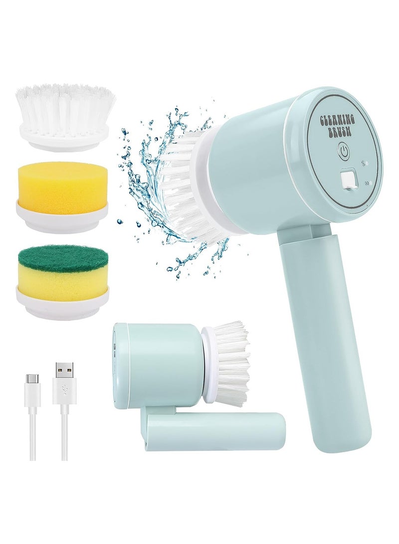 Foldable Handheld Electric Spin Scrubber with 2 Speed Settings and 3 Brush Heads for Powerful Cleaning in Kitchen, Bathroom, Shower, and Sink. Perfect for Effortless Cleaning! - Image 1