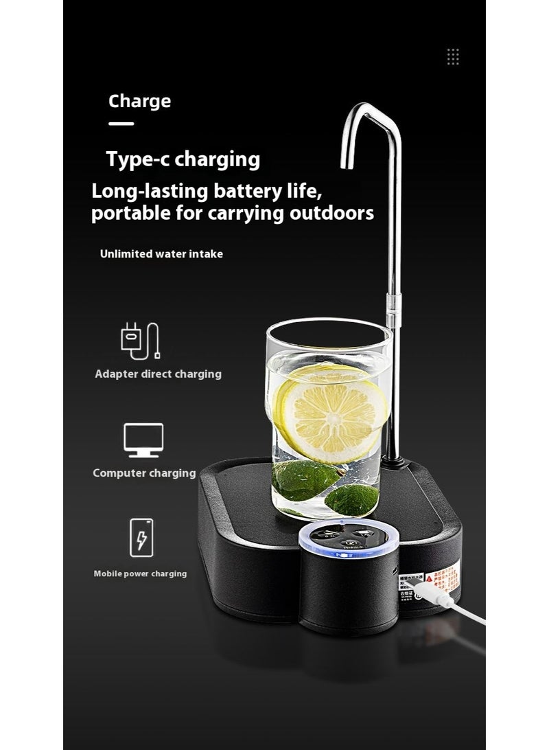 Sakina Desktop Smart Water Dispenser, Black Three-Level Quantitative Water Flow, USB Rechargeable Portable, Compatible with Various Bottles, Touch-Control Compact Electric Pump, Rotating Spout Design(Black) - Image 2