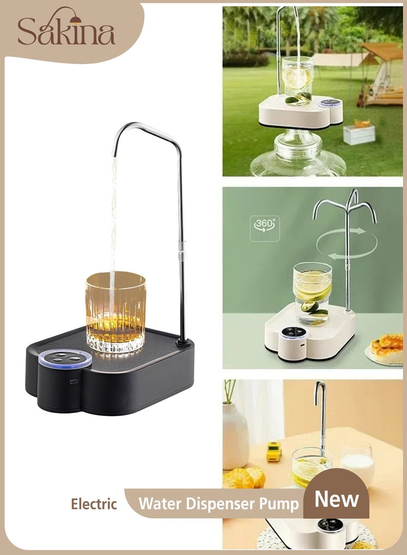 Sakina Desktop Smart Water Dispenser, Black Three-Level Quantitative Water Flow, USB Rechargeable Portable, Compatible with Various Bottles, Touch-Control Compact Electric Pump, Rotating Spout Design(Black) - Image 1