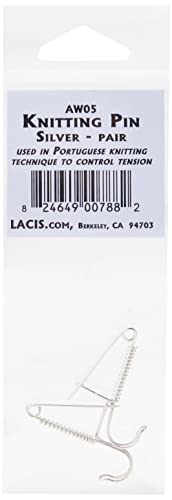 Lacis AW05-SILVER Knitting Pin Pair, Silver, 1.5" tall, 1" wide and 1/8" deep - Image 4