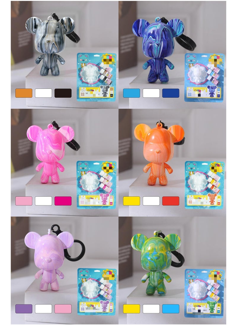 Cutie Cute DIY Painting Fluid Bear Teddy Bear Painting Kit Set Bear 6.5cm 6 Pack  - Image 2