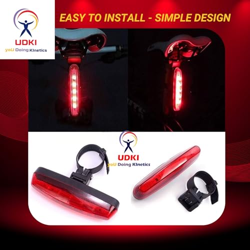 UDKI Bicycle Tail Light with 7 Lighting Modes| Rear Light LED Battery Power Bicycle Taillight Water Resistant Road City Commuting Cycling Safety|Bright Red Wide Beam|Night Riding, Reflector (12cm) - Image 5