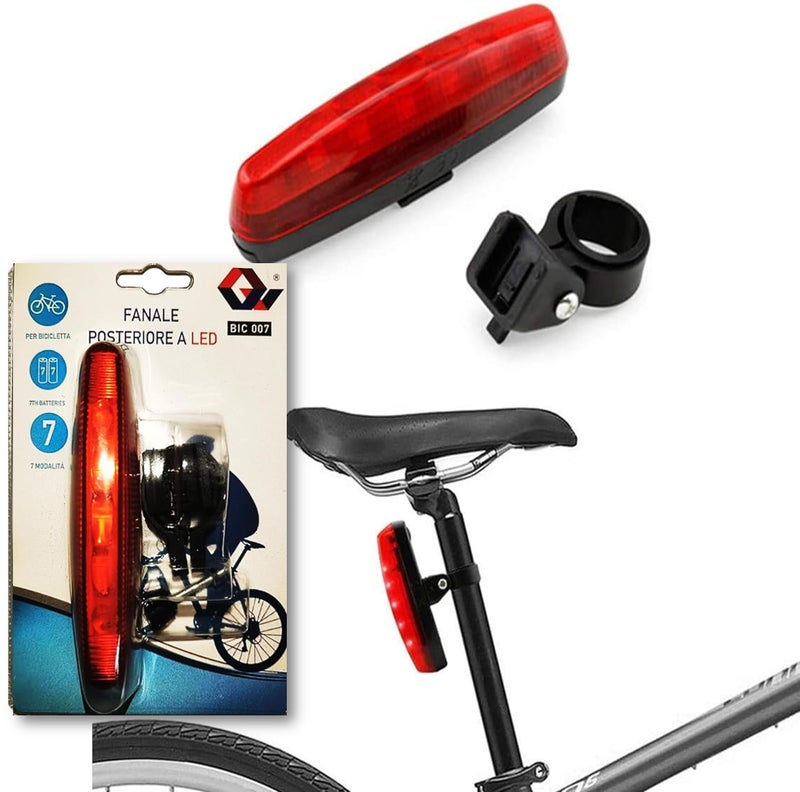 UDKI Bicycle Tail Light with 7 Lighting Modes| Rear Light LED Battery Power Bicycle Taillight Water Resistant Road City Commuting Cycling Safety|Bright Red Wide Beam|Night Riding, Reflector (12cm) - Image 1