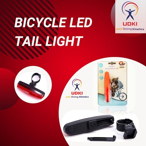UDKI Bicycle Tail Light with 7 Lighting Modes| Rear Light LED Battery Power Bicycle Taillight Water Resistant Road City Commuting Cycling Safety|Bright Red Wide Beam|Night Riding, Reflector (12cm) - Image 3